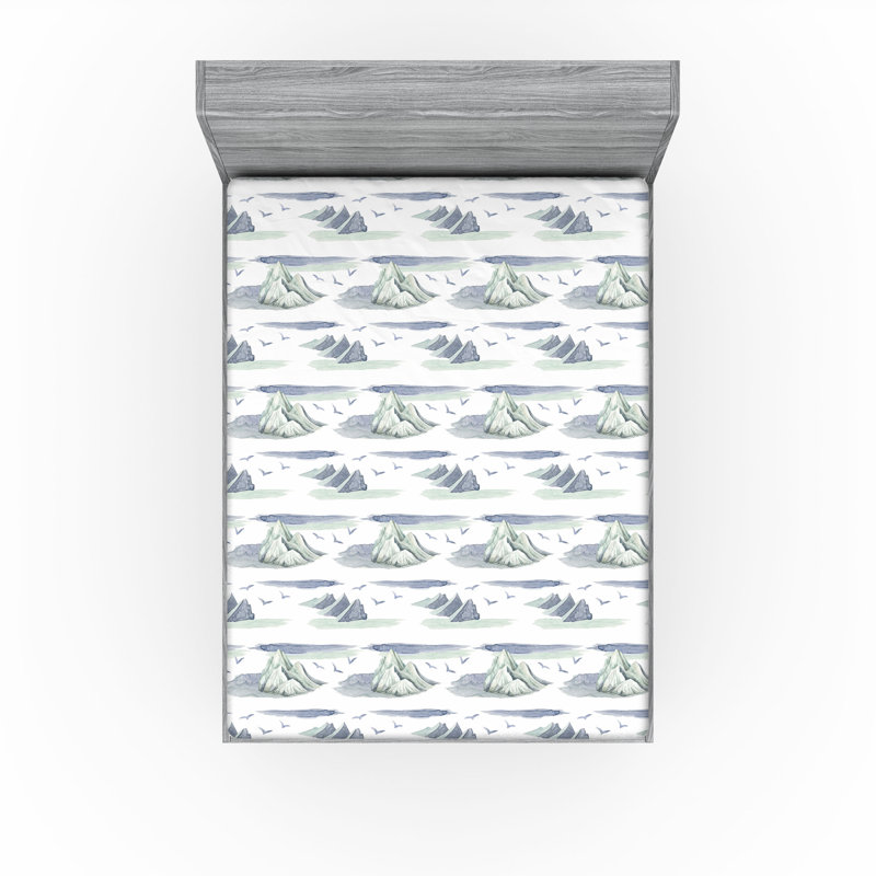 Microfiber Fitted Sheet, CaliKing Fitted Sheet, Grey Dark Ceil Blue Mountain