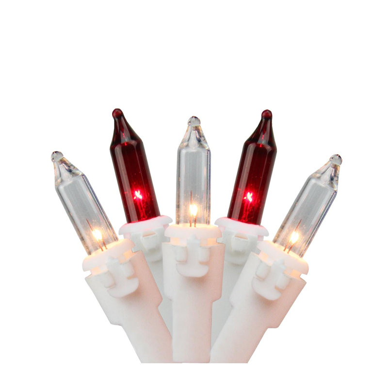 50-Count Mini Christmas Light Set 10ft Wire, Red/Clear/White