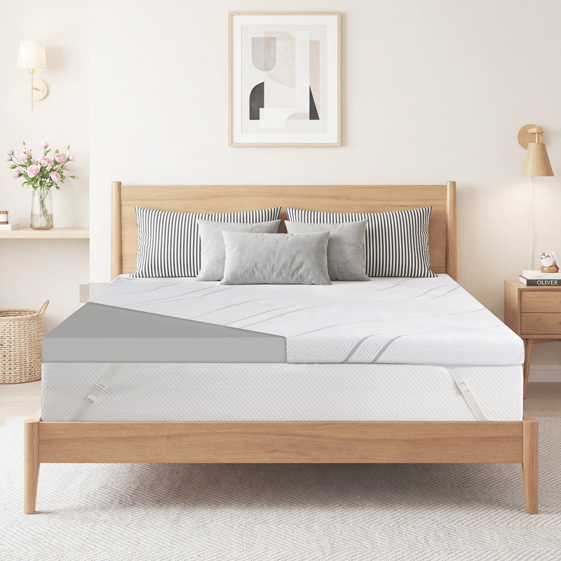 Surmatelas en mousse viscoélastique 3 pouces, surmatelas avec housse amovible et lavable en polyester, Lit double