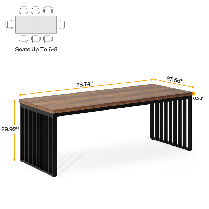 78.74" Extra Long Computer Desk 2 Person Desk (Chairs not included), Brown/Black