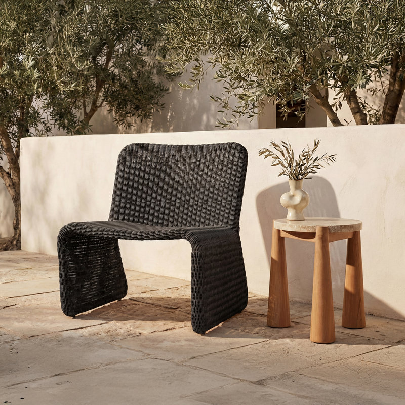 Ella Outdoor Accent Chair Charcoal, Black