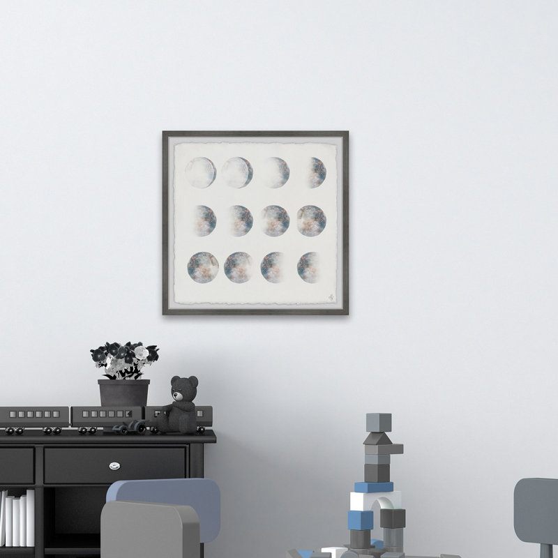 Thiesse, phase de lune, reproduction encadrée, H 32 po x l 32 po x P 1,5 po, Blanc