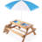 31 Wooden ' Outdoor Picnic Table With Adjustable Umbrella - Sand & Water Fun And Natural Sun Protection Convertible-1382296100