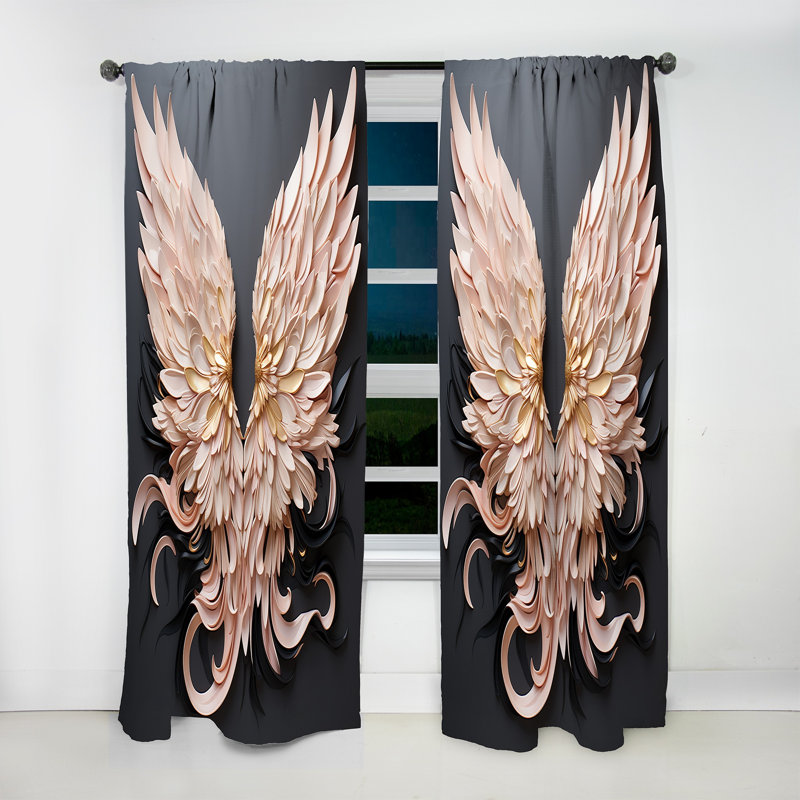 Forestville Minimalism Angel Wings - Modern Curtain - Velvet Room Darkening - 1 Panel, 52" W x 63" L