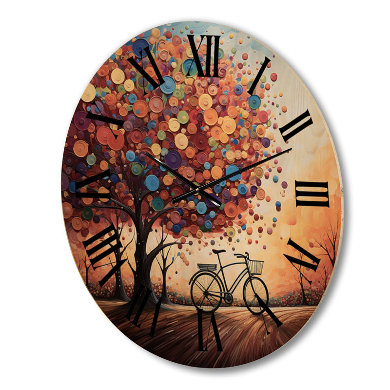 Horloge murale en bois massif Pearlena, Grand