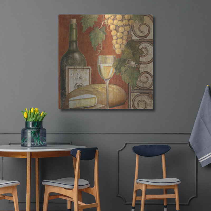 Winston Porter «Wine and Cheese Tustation 1» par Art Licensing Studio, art mural en métal, H 36 po x l 36 po
