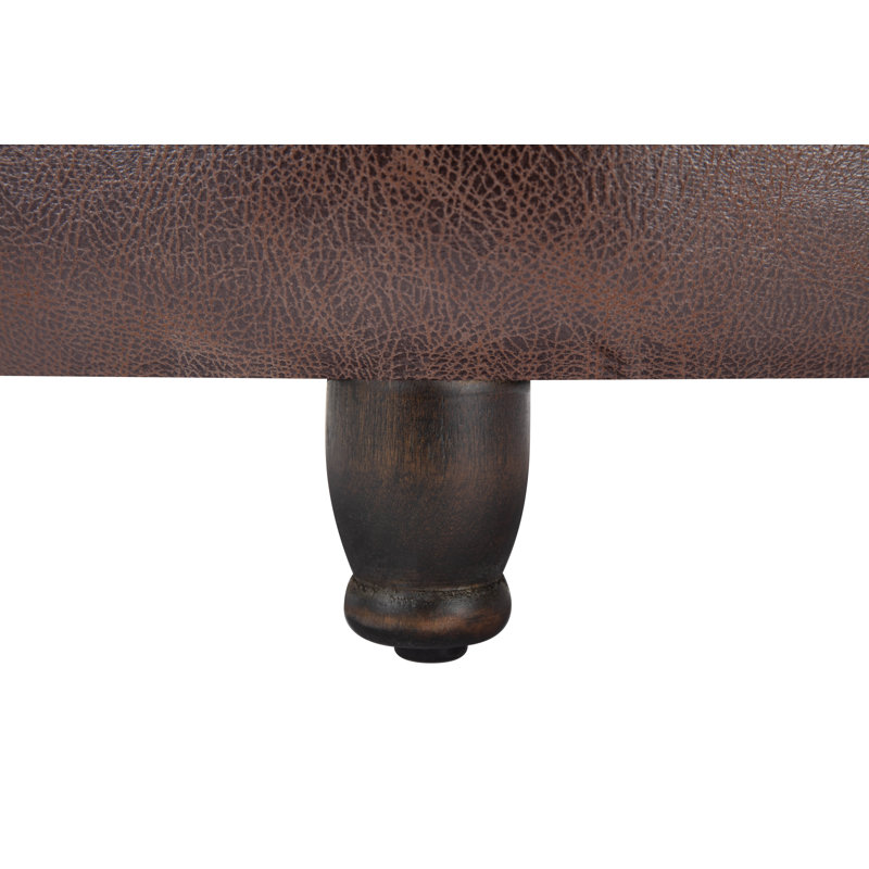 Sanni Faux Leather Ottoman, Dark Brown Faux Leather