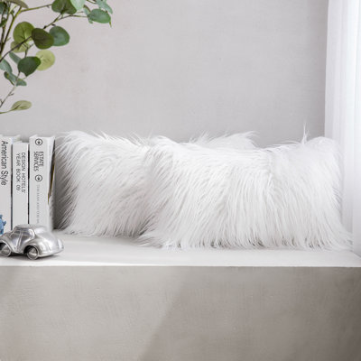 Chrismas Long Faux Fur Collection Square Throw Pillow