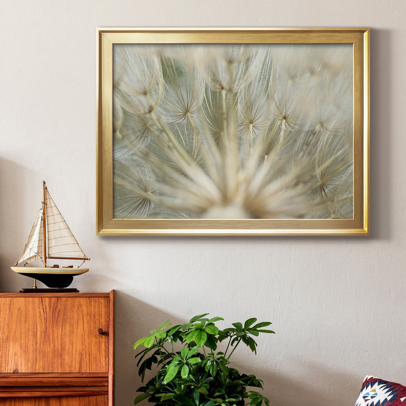 Macro Dandelion IV - Photographie sur toile avec cadre photo, Cadre doré, H 26,5 po x l 36,5 po x P 1 po