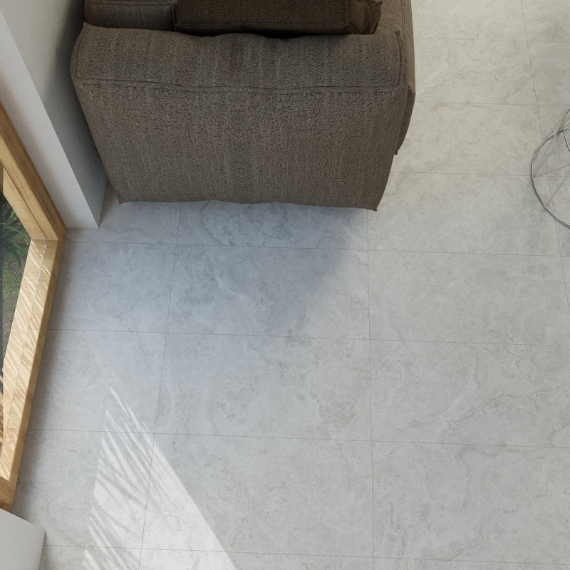 Nimbus 12" x 24" Natural Stone Look Matte Porcelain Tile, Bianco White