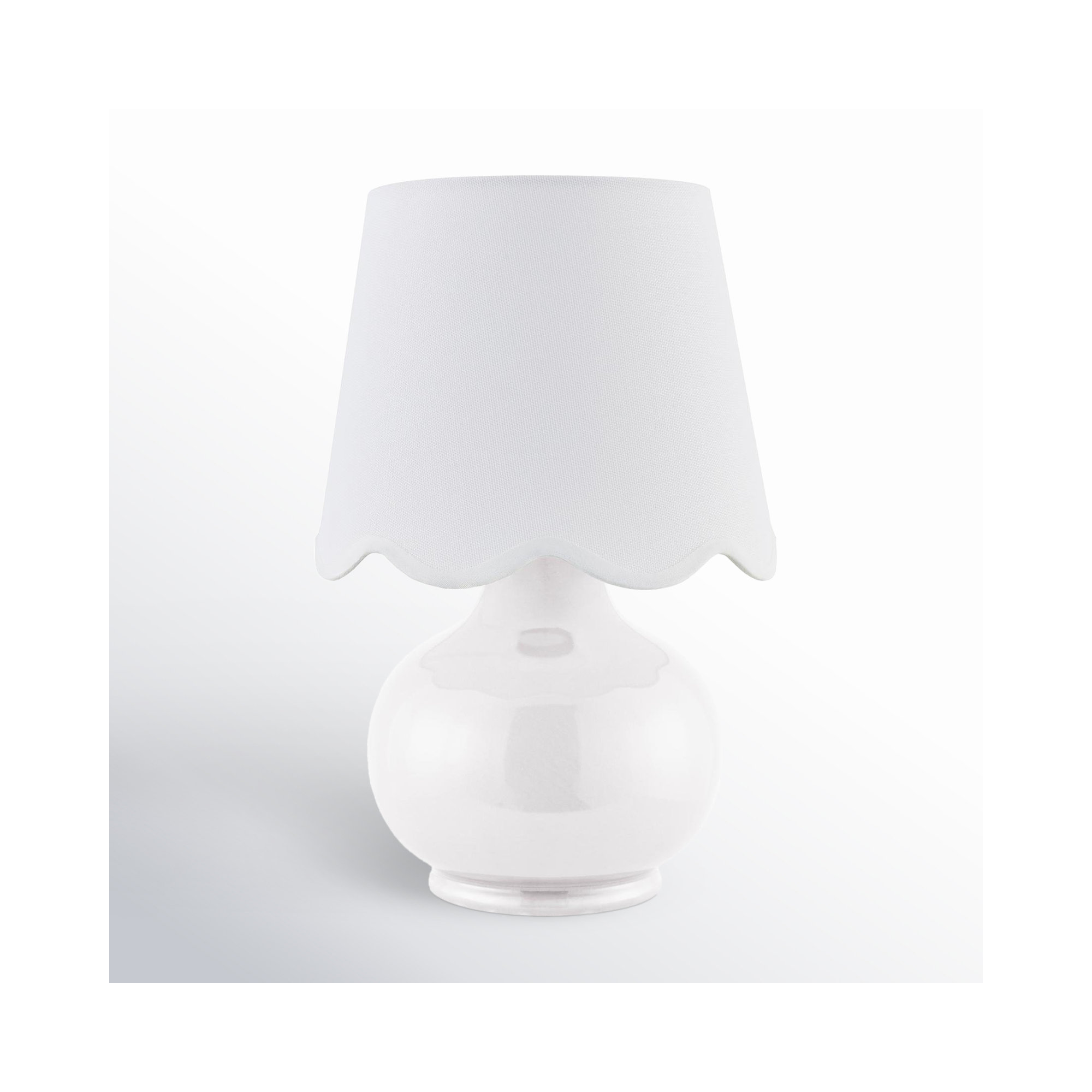 Momsen Scallop Shade Lamp, White, White Twill, 13"" H x 8"" W x 8"" D