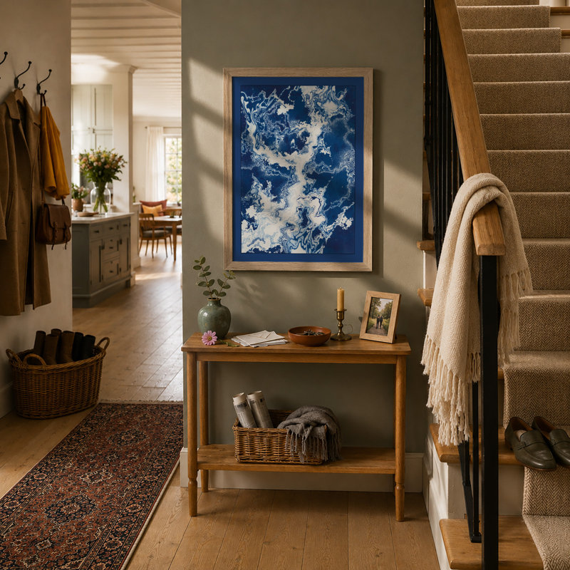 Earth In Blue Modern - Print, Oak, A4 - 29.7 x 21.0 cm