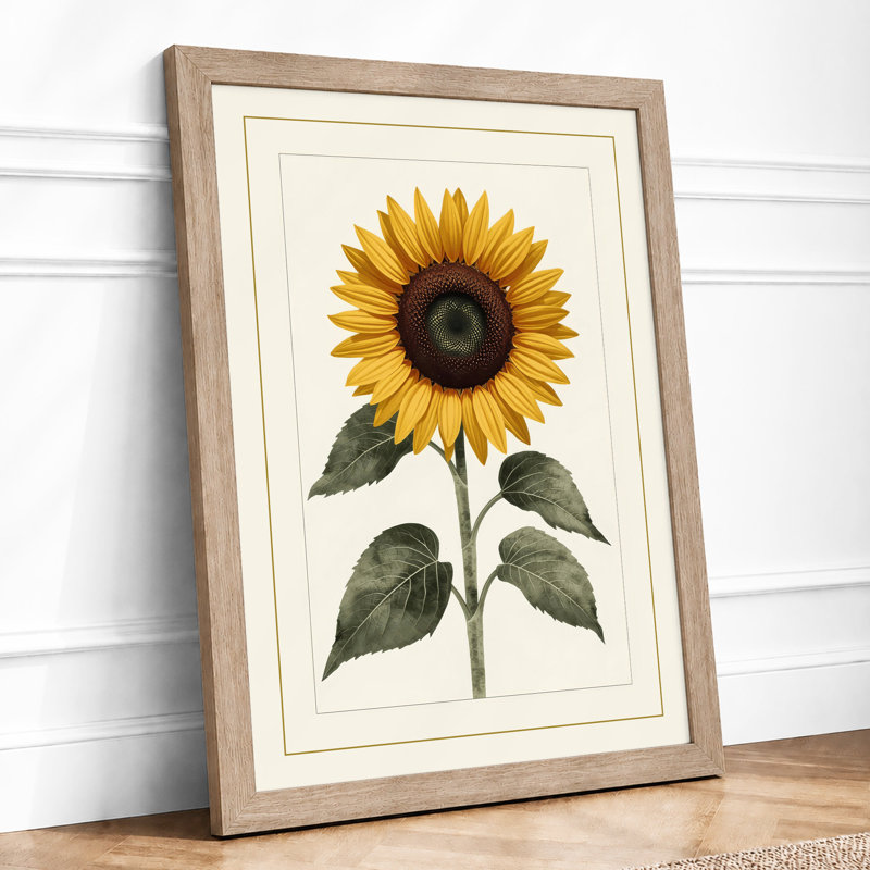 Golden Sunflower Study Botanical - Print, A1 - 84.1 x 59.4 cm, Oak