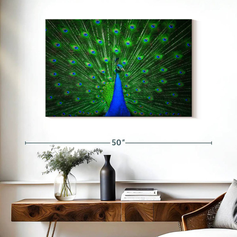 Crowle Bright Green Peacock Feather, 26" H x 39" W
