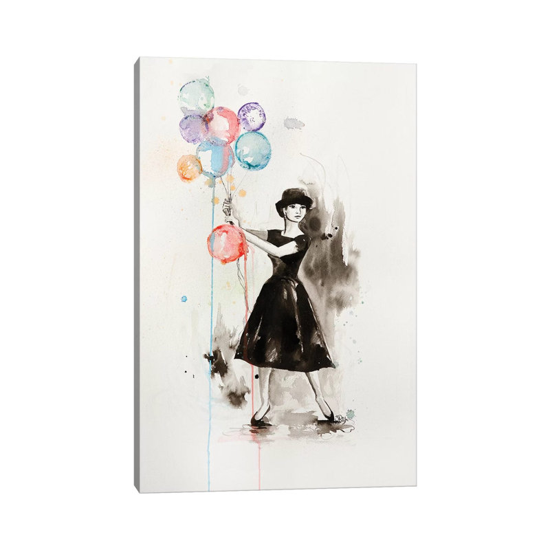 «Audrey Hepburn Funny Face» par Sara Riches, peinture sur toile tendue, H 26 po x l 18 po x 1,5 po