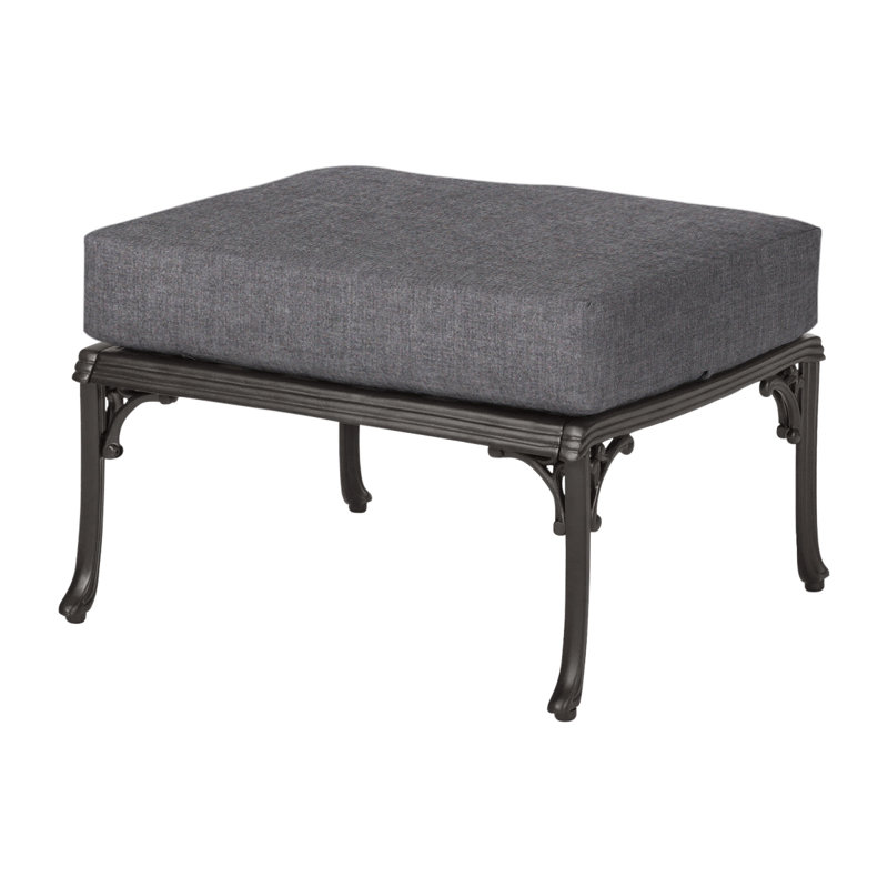 Michigan Outdoor Ottoman, Cast Slate Sunbrella® Plainweave, Vintage
