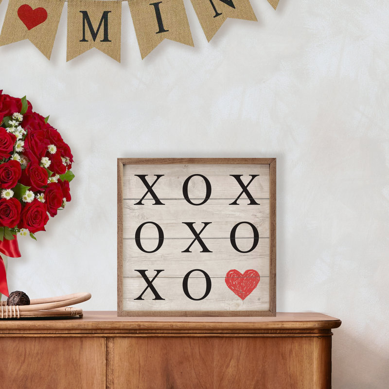 XOXO Heart Whitewash, 12" H x 12" W