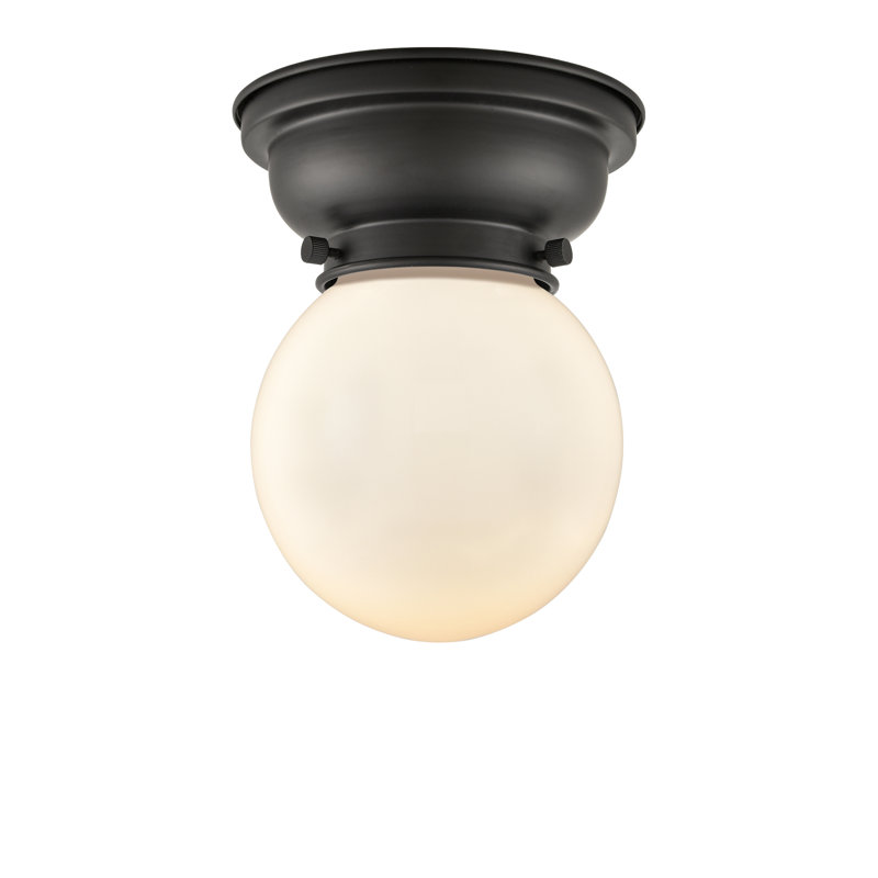 Plafonnier encastré en verre Lorri, Blanc mat, Bronze frotté à l'huile, Ampoule à DEL rétro de 6 watts