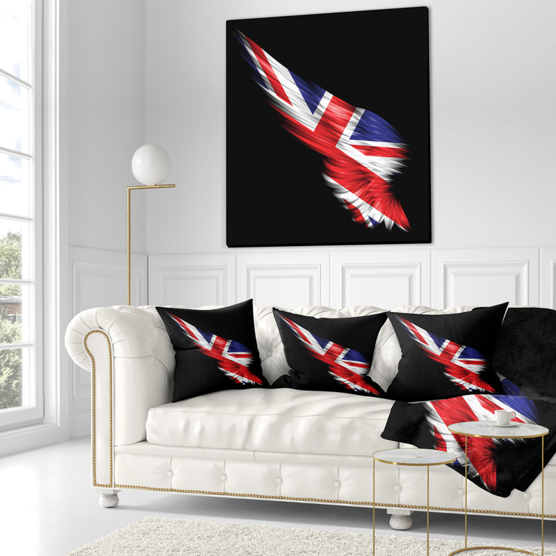 Coussin décoratif à oreilles abstraites avec drapeau royaume-uni, 18 po x 18 po, Coussin décoratif