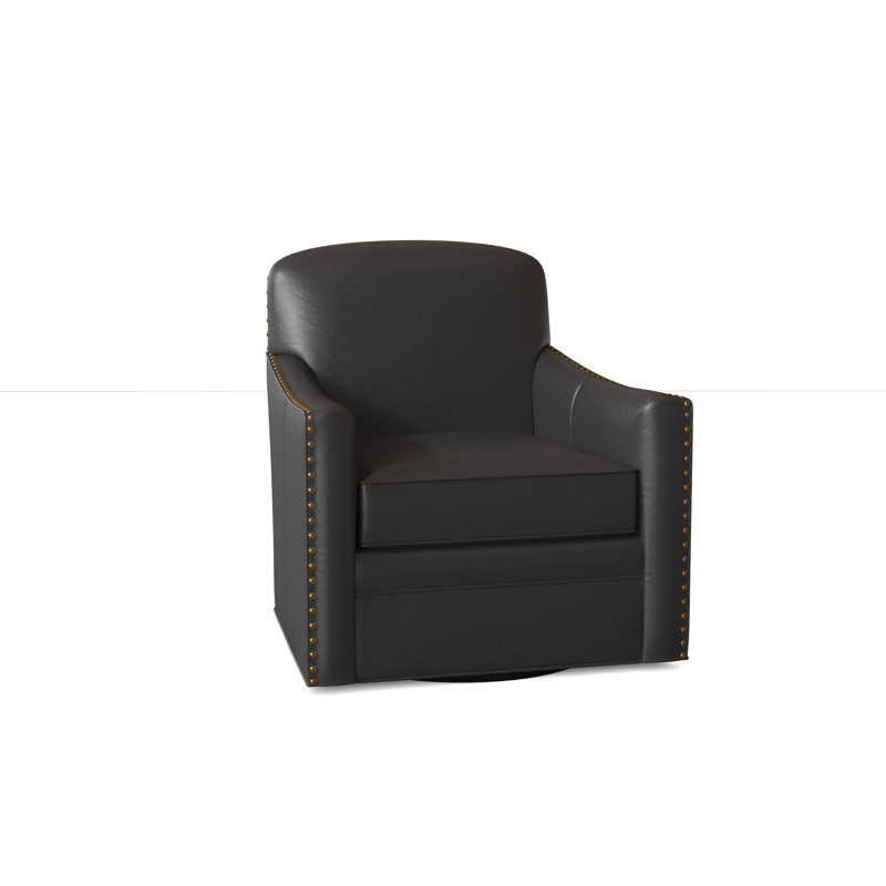 Luna Leather Swivel Armchair, Aline Fumo Genuine Leather, French Natural, Swivel - Standard