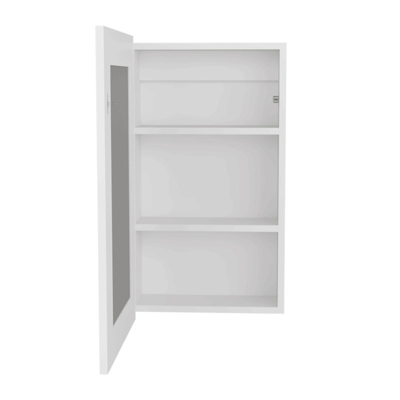 Pharmacie H 25,7 po, 1 porte, 3 tablettes, 1 miroir, Blanc
