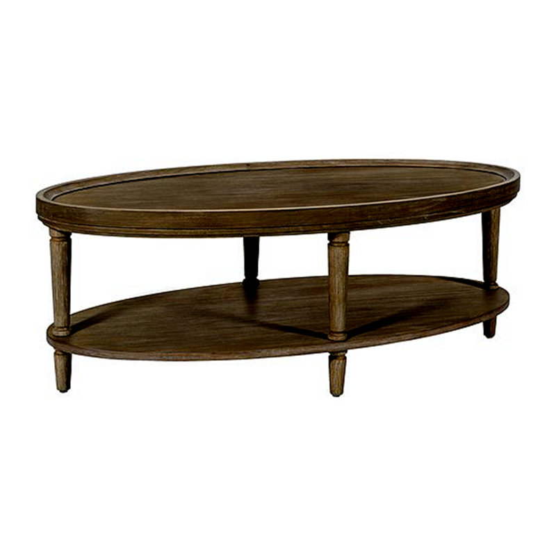 Table basse ovale avec tablette, Noyer