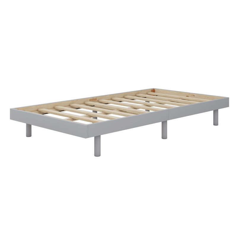 Modern Design Floating Platform Bed Frame, Gray, Twin
