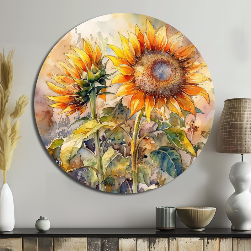 Tétreau - Art floral rond en métal, H 16 po x l 16 po