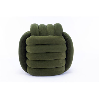 060-Chenille Fabric Modern Knot Design Ottoman Makeup Stool Footstool, Comfortable And Stylish Seat For Living Room, Bedroom,Green