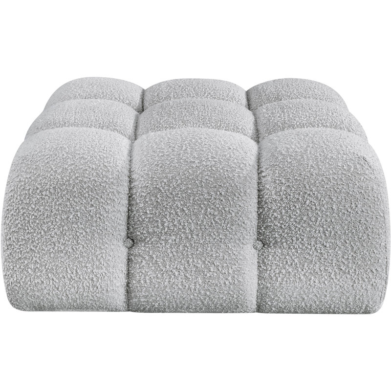 Repose-pieds standard carré de 34 po de large Ames, Tissu gris bouclé