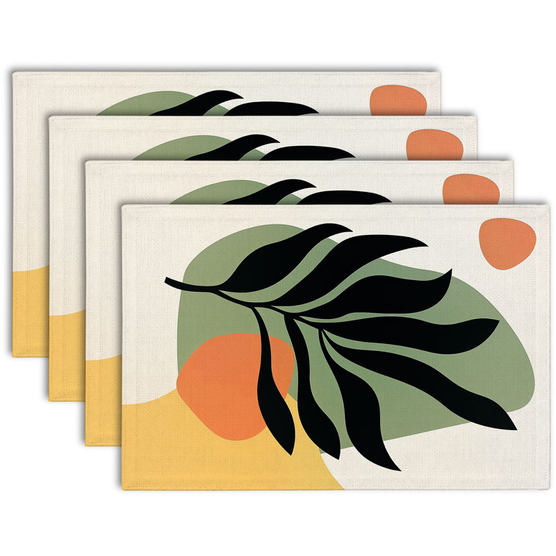 4-Piece Polyester Rectangle Dining Table Placemat
