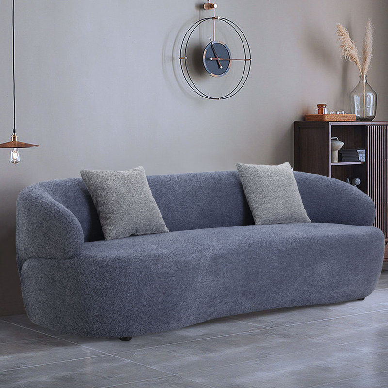 Curved Sofa, 3 Seat Cloud couch sofa Fabric Couch for Living Room, Navy Velvet