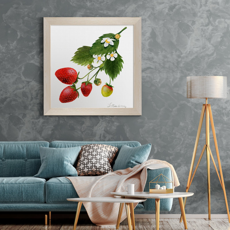 Strawberry Study II, reproduction d’art encadrée, H 17 po x l 17 po x P 1,5 po, Toile blanche encadrée, Pas de tapis