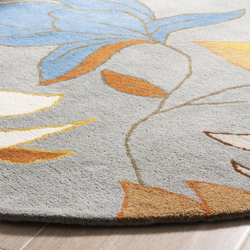 Soho Hand Tufted Wool Floral Rug, Round 6'