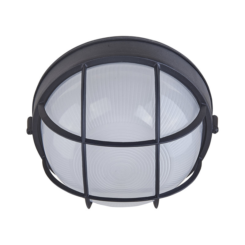 1-light 9-inch Outdoor Ceiling Mount Light, Black Aluminum Frame With Clear Glass Shade