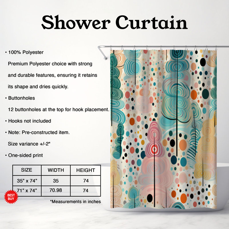 Rideau de douche Festive, H 74 po x l 71 po