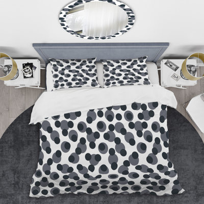 Black Circle Dots Polyester Dots Duvet Cover