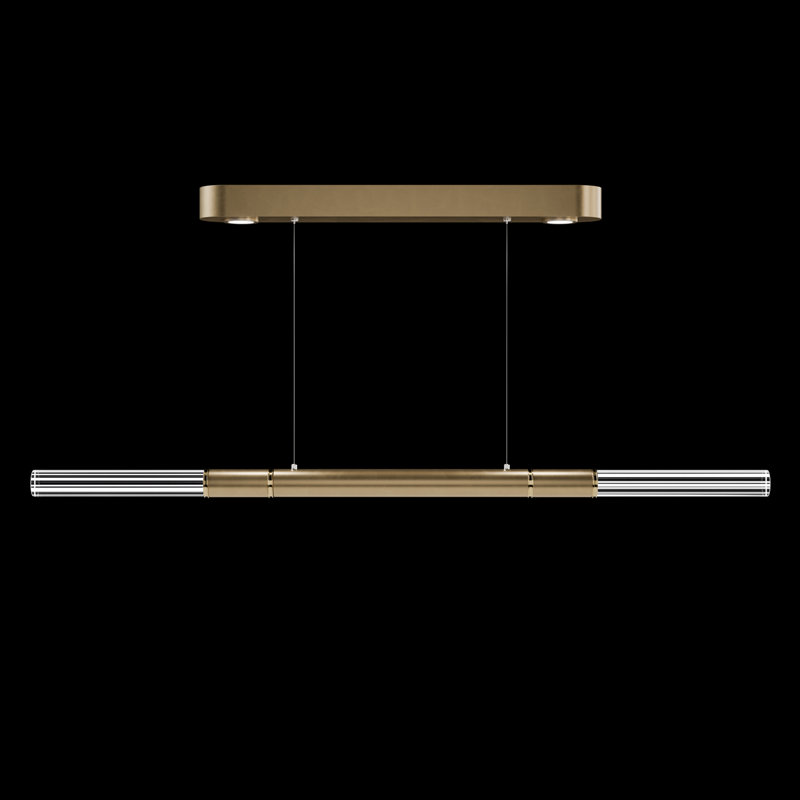 Luminaire suspendu linéaire l 62 po Antonia, Feuille de laiton/dorure
