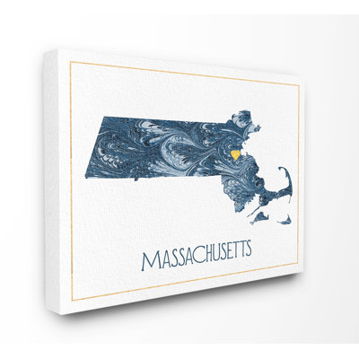 « massachusetts, silhouette de papier marbrée en papier marbré » par daphné polselli, impression