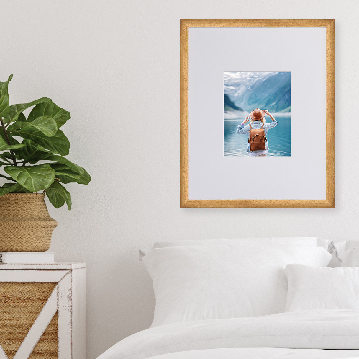 Kesia Wood Picture Frame with Mat, Natural, 8" x 10"