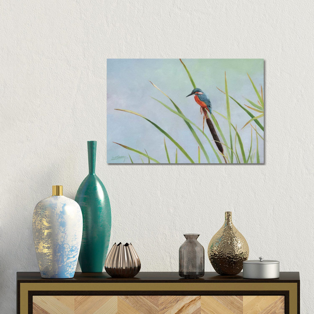 Kingfisher Perched Among The Reeds by David Stribbling - Wrapped Canvas Gallery-Wrapped Canvas Giclée