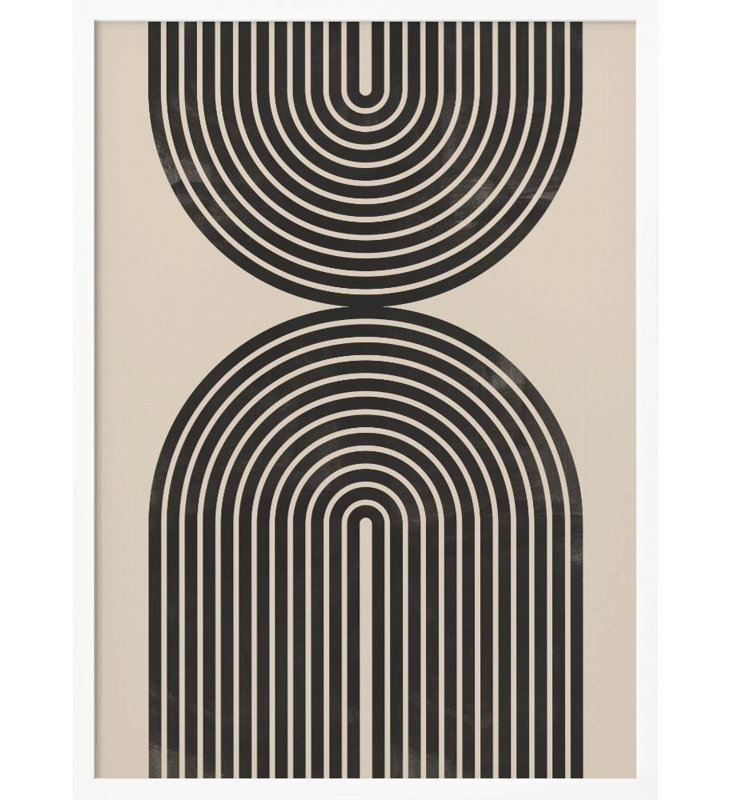 "Black Arch Line Art", art mural texturé encadré, Cadre blanc, H 40 po x l 30 po