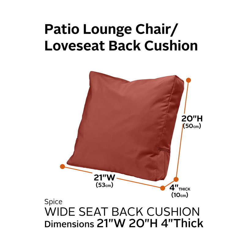 Ravenna Outdoor 4'' Back Cushion, 21" H x 20" W x 4" D, Spice
