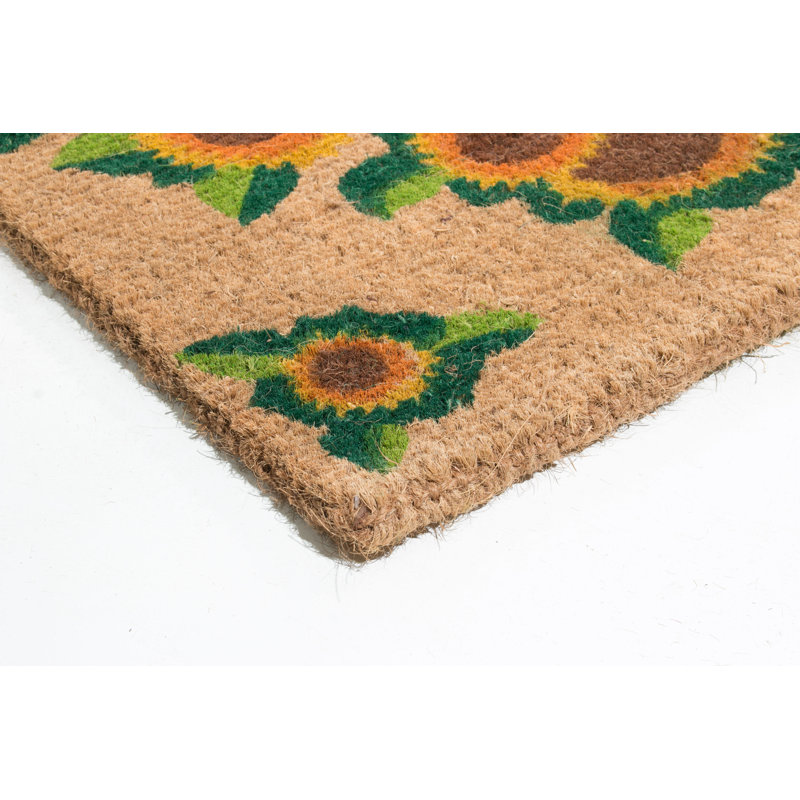 Happy Sunflower Coir Outdoor Doormat, 30" x 18"