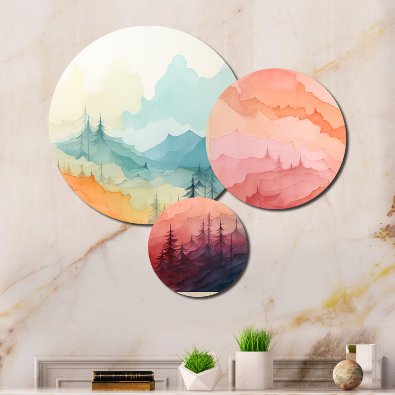 Contemporary Art Colofull - Countryside Metal Art Print Set