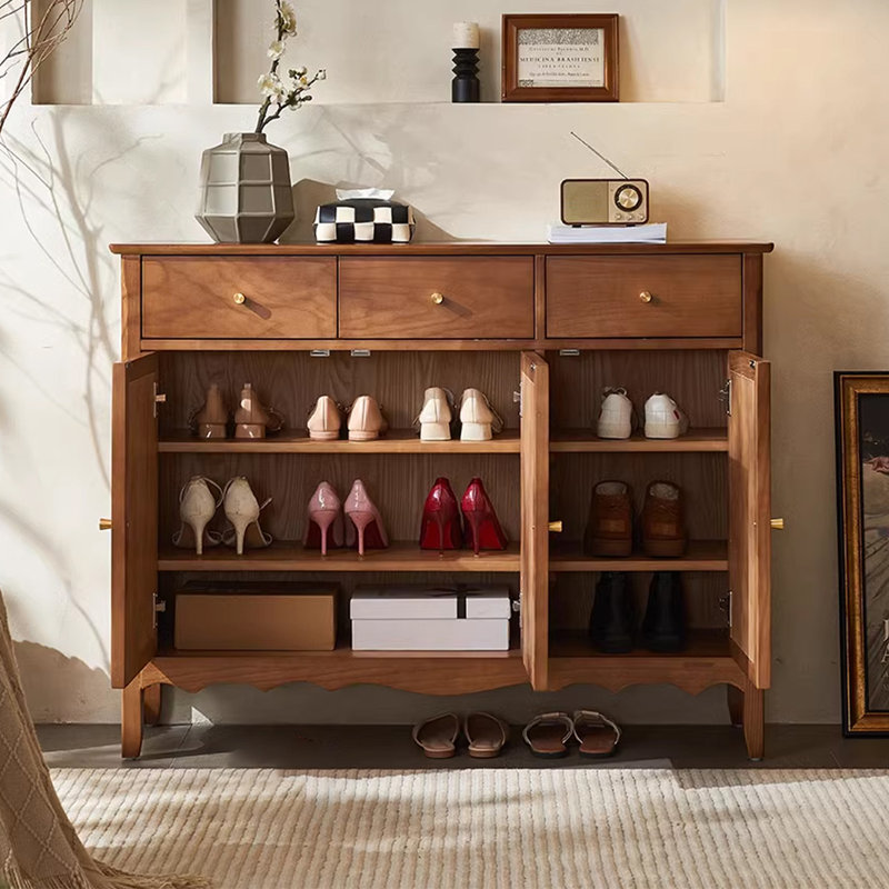 Armoire d'appoint multifonctionnelle en rotin rétro tissé