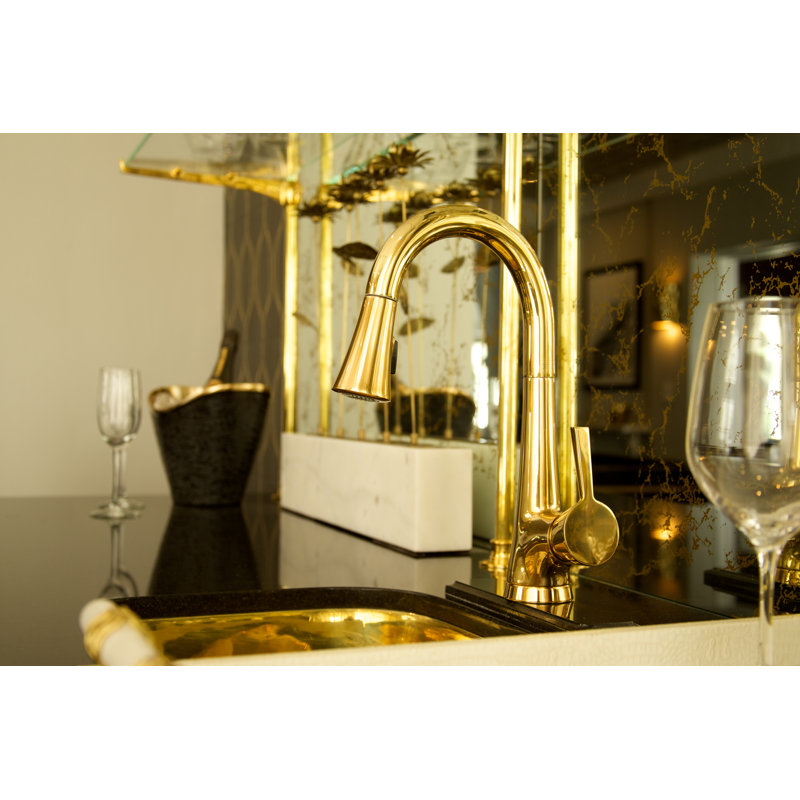 Vespera Single Handle Pull Down Bar Faucet, Antique Nickel