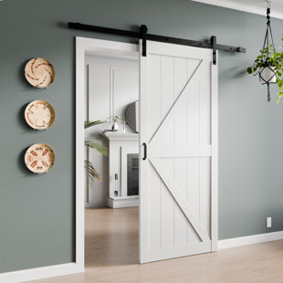 ANZZI Heavy Duty Sturdy Wood Single Sliding Barn Door - Solid Core MDF And PVC - Knockdown Design - Hardware Included - Space-Saving Solution
