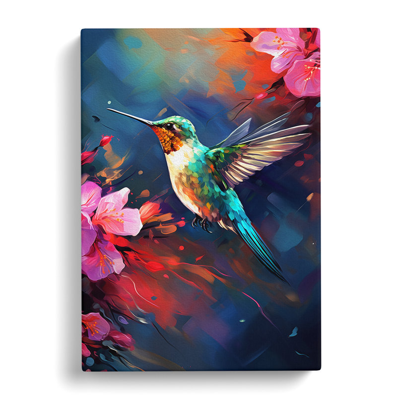 Hummingbird Tachisme - Print, 60cm H x 40cm W x 3cm D