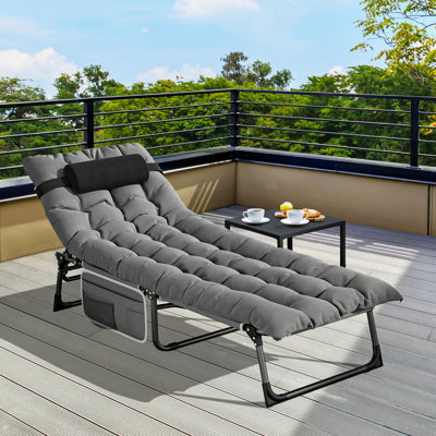 Chaise longue d'extérieur convertible en acier thermolaqué (ensemble de 2)